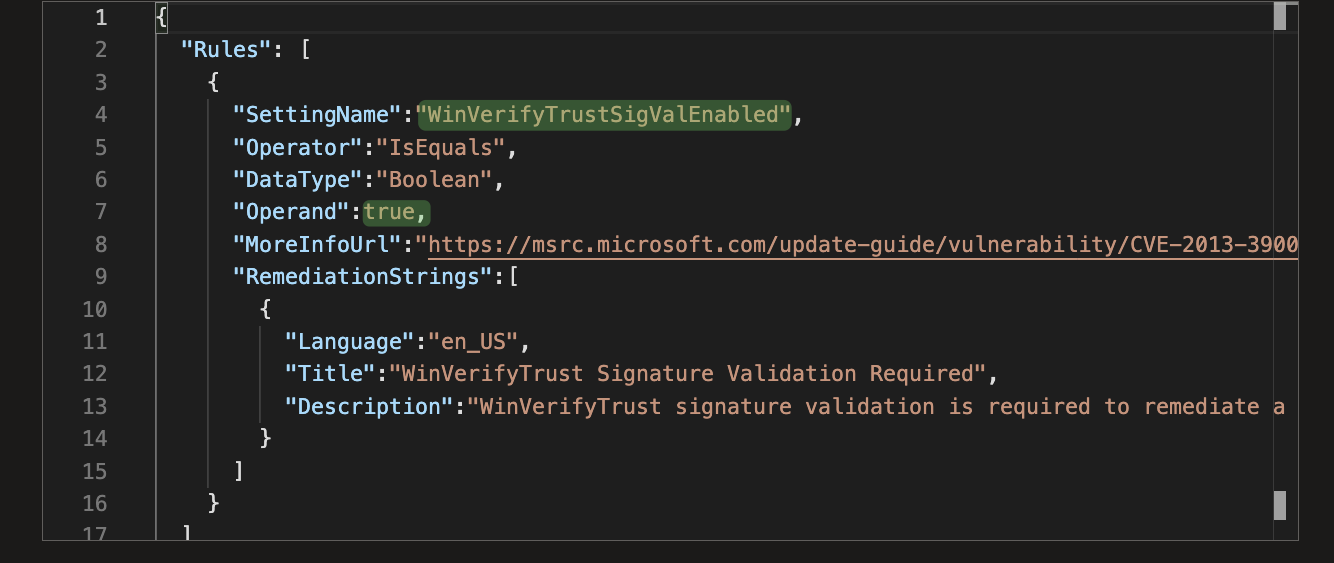 custom compliance json result