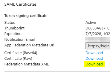 SAML XML Download